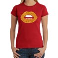 thumbnail image 1 of LA Pop Art Women's Word Art T-Shirt - Gold Digger Lips, 1 of 2