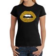 thumbnail image 1 of LA Pop Art Women's Word Art T-Shirt - Gold Digger Lips, 1 of 2