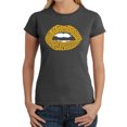 thumbnail image 1 of LA Pop Art Women's Word Art T-Shirt - Gold Digger Lips, 1 of 2