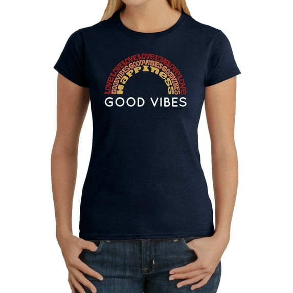 LA Pop Art Women's Word Art T-Shirt - Good Vibes