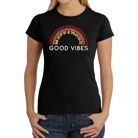 LA Pop Art Women's Word Art T-Shirt - Good Vibes