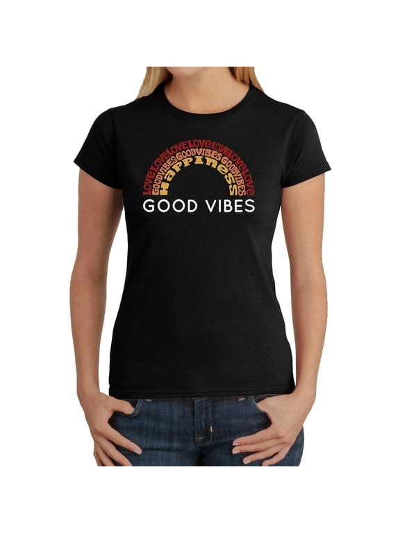 Women's Word Art T-Shirt - Good Vibes