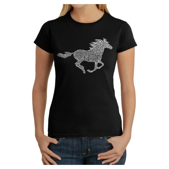 LA Pop Art Women's Word Art T-Shirt - Horse Breeds