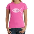 thumbnail image 1 of LA Pop Art Women's Word Art T-Shirt - John 3:16 Fish Symbol, 1 of 2