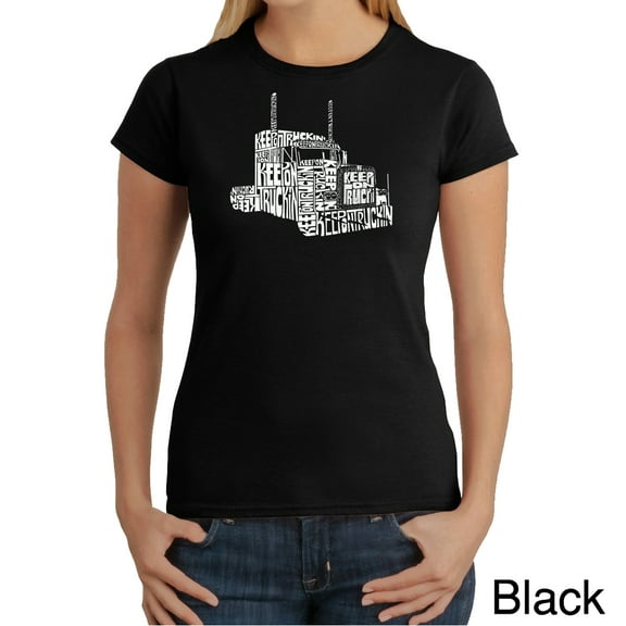 LA Pop Art Women's Word Art T-Shirt - KEEP ON TRUCKIN'