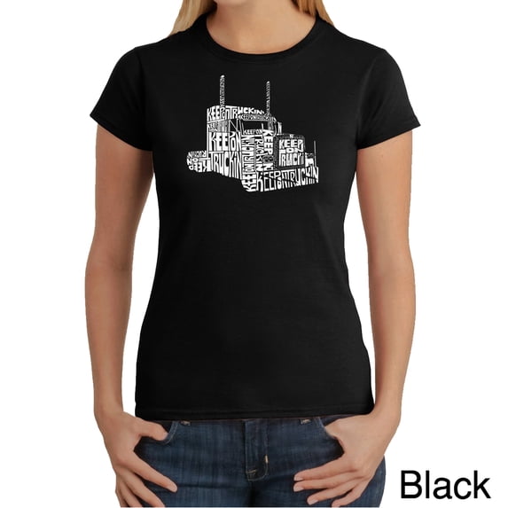 LA Pop Art Women's Word Art T-Shirt - KEEP ON TRUCKIN'