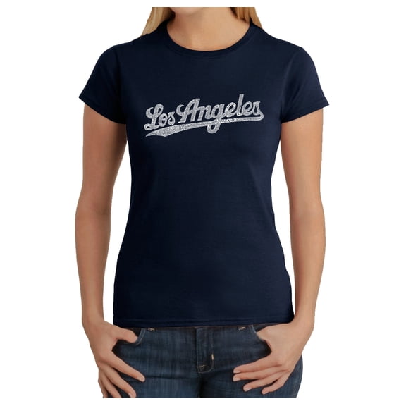 LA Pop Art Women's Word Art T-Shirt - LOS ANGELES NEIGHBORHOODS