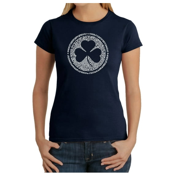 LA Pop Art Women's Word Art T-Shirt - LYRICS TO WHEN IRISH EYES ARE SMILING