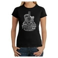 thumbnail image 1 of LA Pop Art Women's Word Art T-Shirt - Languages Guitar, 1 of 2