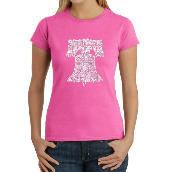 LA Pop Art Women's Word Art T-Shirt - Liberty Bell
