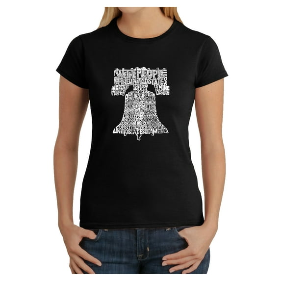 LA Pop Art Women's Word Art T-Shirt - Liberty Bell