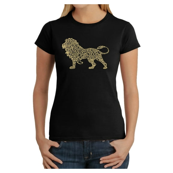 LA Pop Art Women's Word Art T-Shirt - Lion