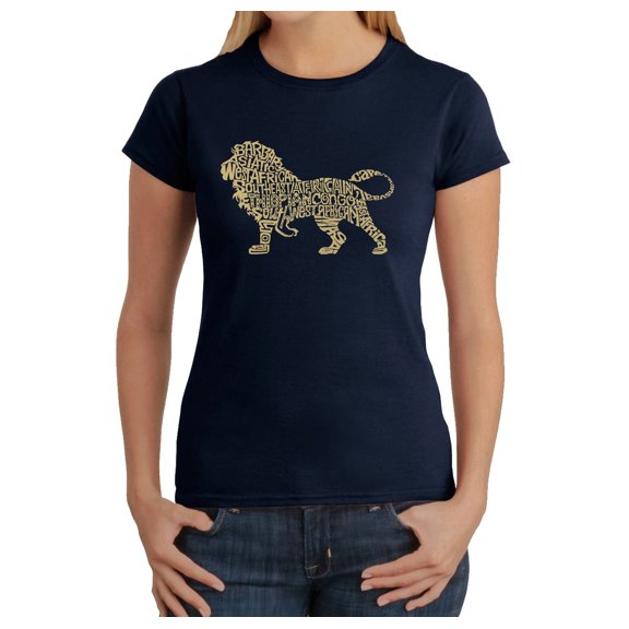 LA Pop Art Women's Word Art T-Shirt - Lion