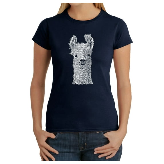 LA Pop Art Women's Word Art T-Shirt - Llama