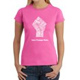 thumbnail image 1 of LA Pop Art Women's Word Art T-Shirt - Love Trumps Hate Fist, 1 of 2