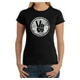 thumbnail image 1 of LA Pop Art Women's Word Art T-Shirt - MAKE LOVE NOT WAR, 1 of 2