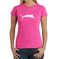 thumbnail image 1 of LA Pop Art Women's Word Art T-Shirt - Marlin - Gone Fishing, 1 of 2