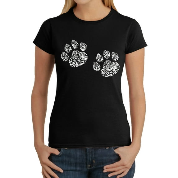 LA Pop Art Women's Word Art T-Shirt - Meow Cat Prints