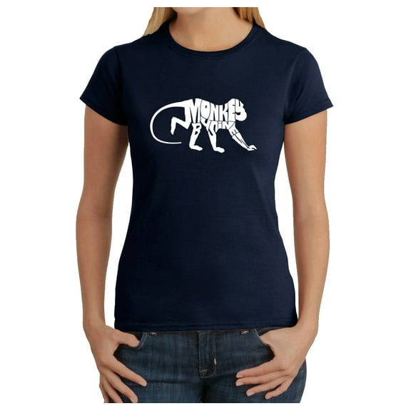 LA Pop Art Women's Word Art T-Shirt - Monkey Business
