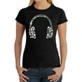 thumbnail image 1 of LA Pop Art Women's Word Art T-Shirt - Music Note Headphones, 1 of 2