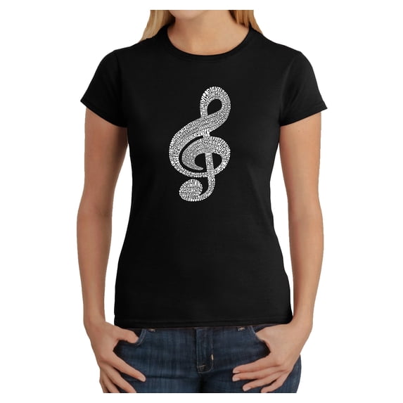 LA Pop Art Women's Word Art T-Shirt - Music Note