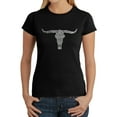 thumbnail image 1 of LA Pop Art Women's Word Art T-Shirt - Names of Legendary Outlaws, 1 of 2