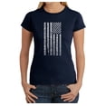 thumbnail image 1 of LA Pop Art Women's Word Art T-Shirt - National Anthem Flag, 1 of 2