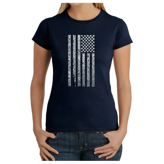 LA Pop Art Women's Word Art T-Shirt - National Anthem Flag