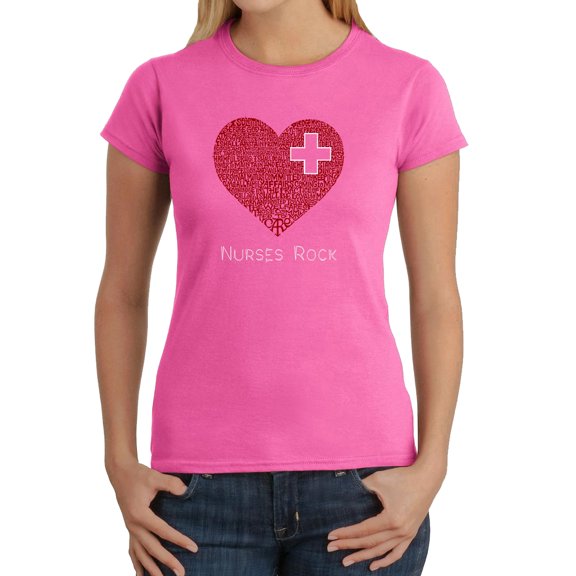 LA Pop Art Women's Word Art T-Shirt - Nurses Rock