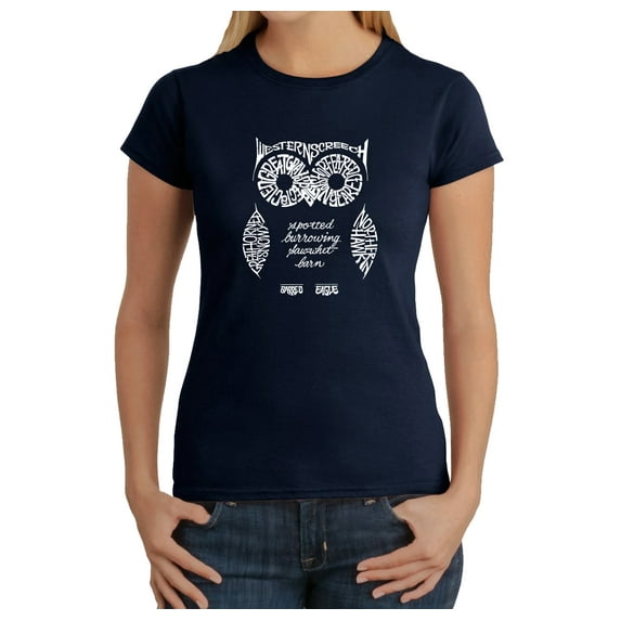 LA Pop Art Women's Word Art T-Shirt - Owl