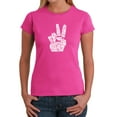 thumbnail image 1 of LA Pop Art Women's Word Art T-Shirt - PEACE FINGERS, 1 of 2
