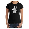 thumbnail image 1 of LA Pop Art Women's Word Art T-Shirt - PEACE FINGERS, 1 of 2