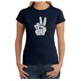 thumbnail image 1 of LA Pop Art Women's Word Art T-Shirt - PEACE FINGERS, 1 of 2