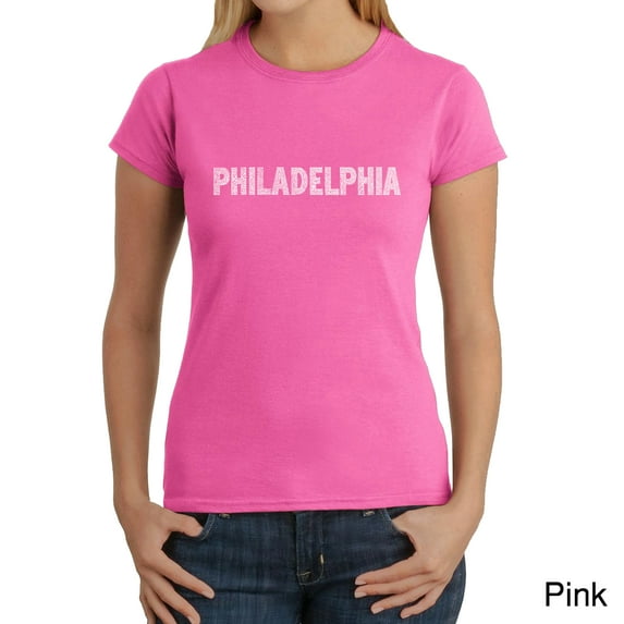 LA Pop Art Women's Word Art T-Shirt - PHILADELPHIA NEIGHBORHOODS