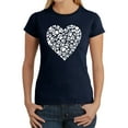 thumbnail image 1 of LA Pop Art Women's Word Art T-Shirt - Paw Prints Heart, 1 of 2