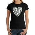 thumbnail image 1 of LA Pop Art Women's Word Art T-Shirt - Paw Prints Heart, 1 of 2