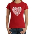 thumbnail image 1 of LA Pop Art Women's Word Art T-Shirt - Paw Prints Heart, 1 of 2