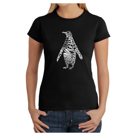 LA Pop Art Women's Word Art T-Shirt - Penguin
