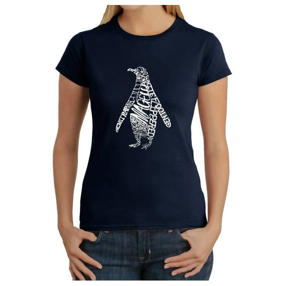 LA Pop Art Women's Word Art T-Shirt - Penguin