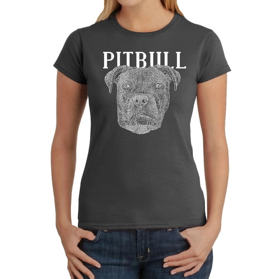 LA Pop Art Women's Word Art T-Shirt - Pitbull Face
