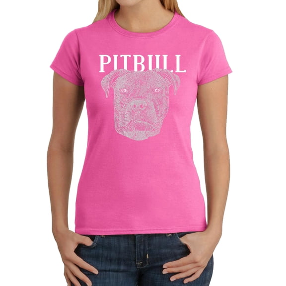 LA Pop Art Women's Word Art T-Shirt - Pitbull Face