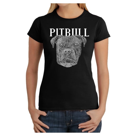LA Pop Art Women's Word Art T-Shirt - Pitbull Face
