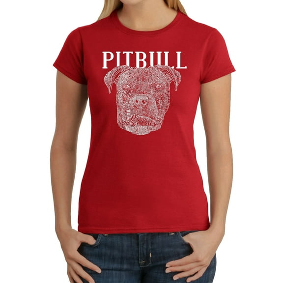 LA Pop Art Women's Word Art T-Shirt - Pitbull Face