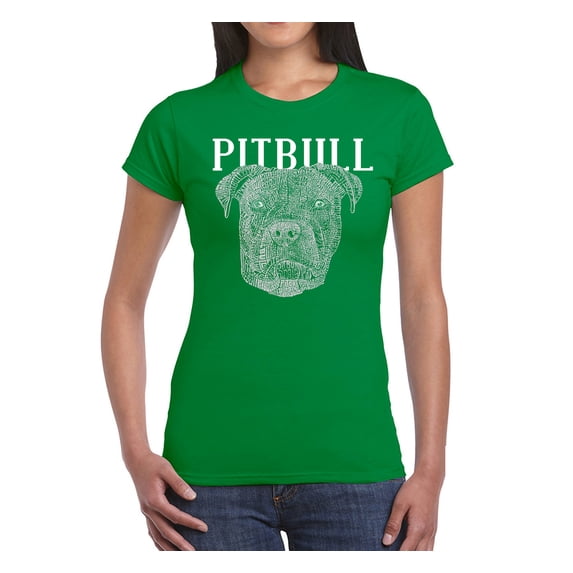 LA Pop Art Women's Word Art T-Shirt - Pitbull Face