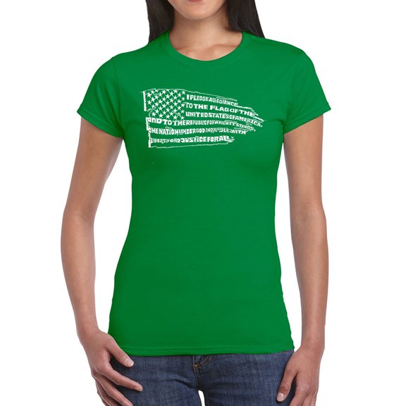 LA Pop Art Women's Word Art T-Shirt - Pledge of Allegiance Flag