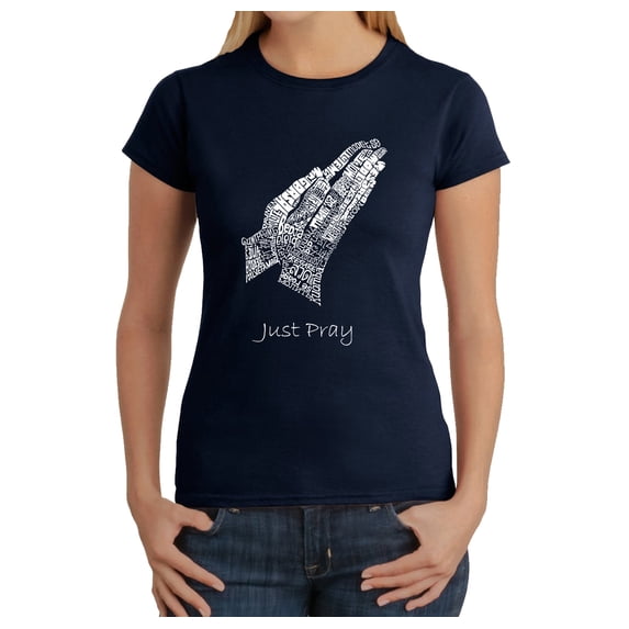 LA Pop Art Women's Word Art T-Shirt - Prayer Hands