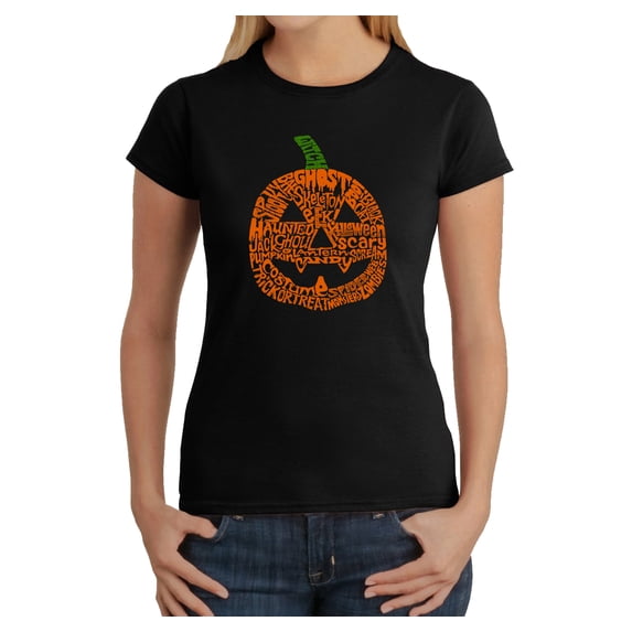 LA Pop Art Women's Word Art T-Shirt - Pumpkin