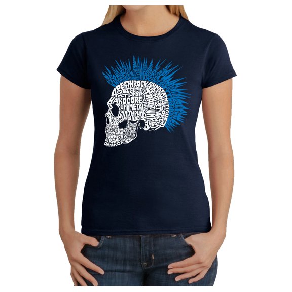 LA Pop Art Women's Word Art T-Shirt - Punk Mohawk