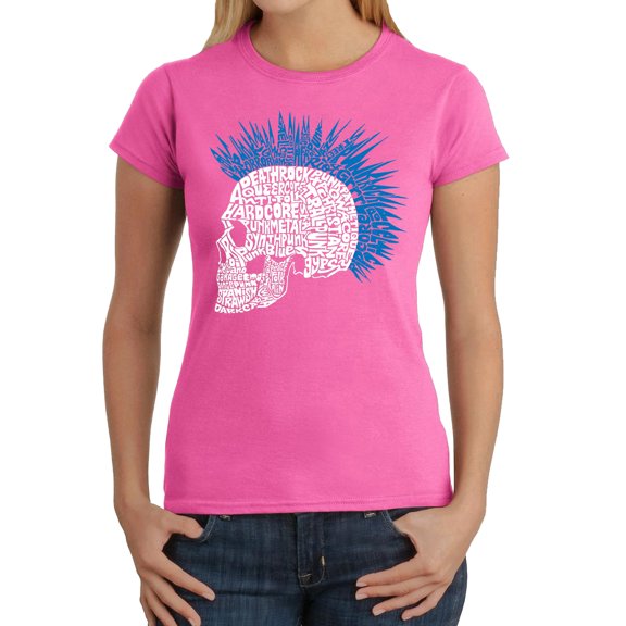 LA Pop Art Women's Word Art T-Shirt - Punk Mohawk