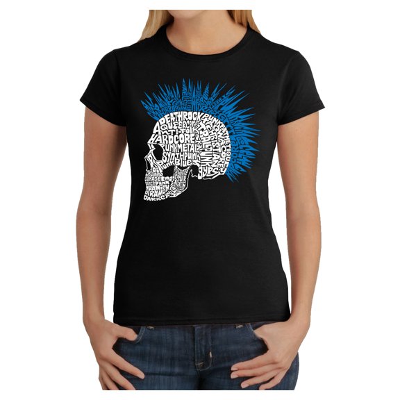 LA Pop Art Women's Word Art T-Shirt - Punk Mohawk